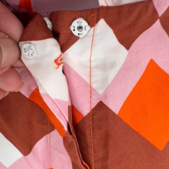 Silvia Tcherassi Roopal Geometric Rouge Puff Sleeve Midi Designer Dress Size S - Picture 8 of 12